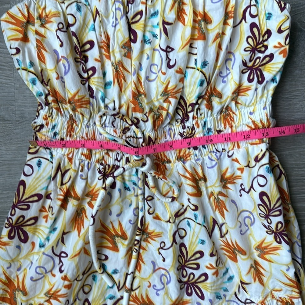 A.L.C. Clark Vibrant Multicolor Floral Strapless Cotton Midi Dress 4 - Picture 9 of 12